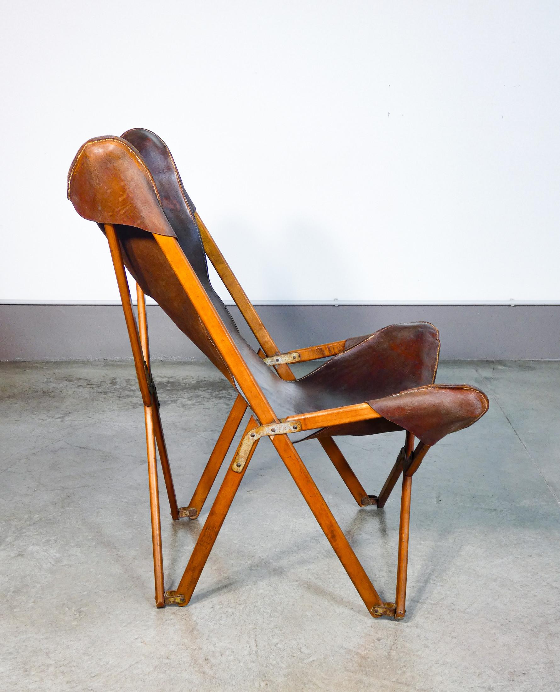 Tripolina folding armchair, design Vittoriano VIGANÒ. Italy, 30s For Sale 4