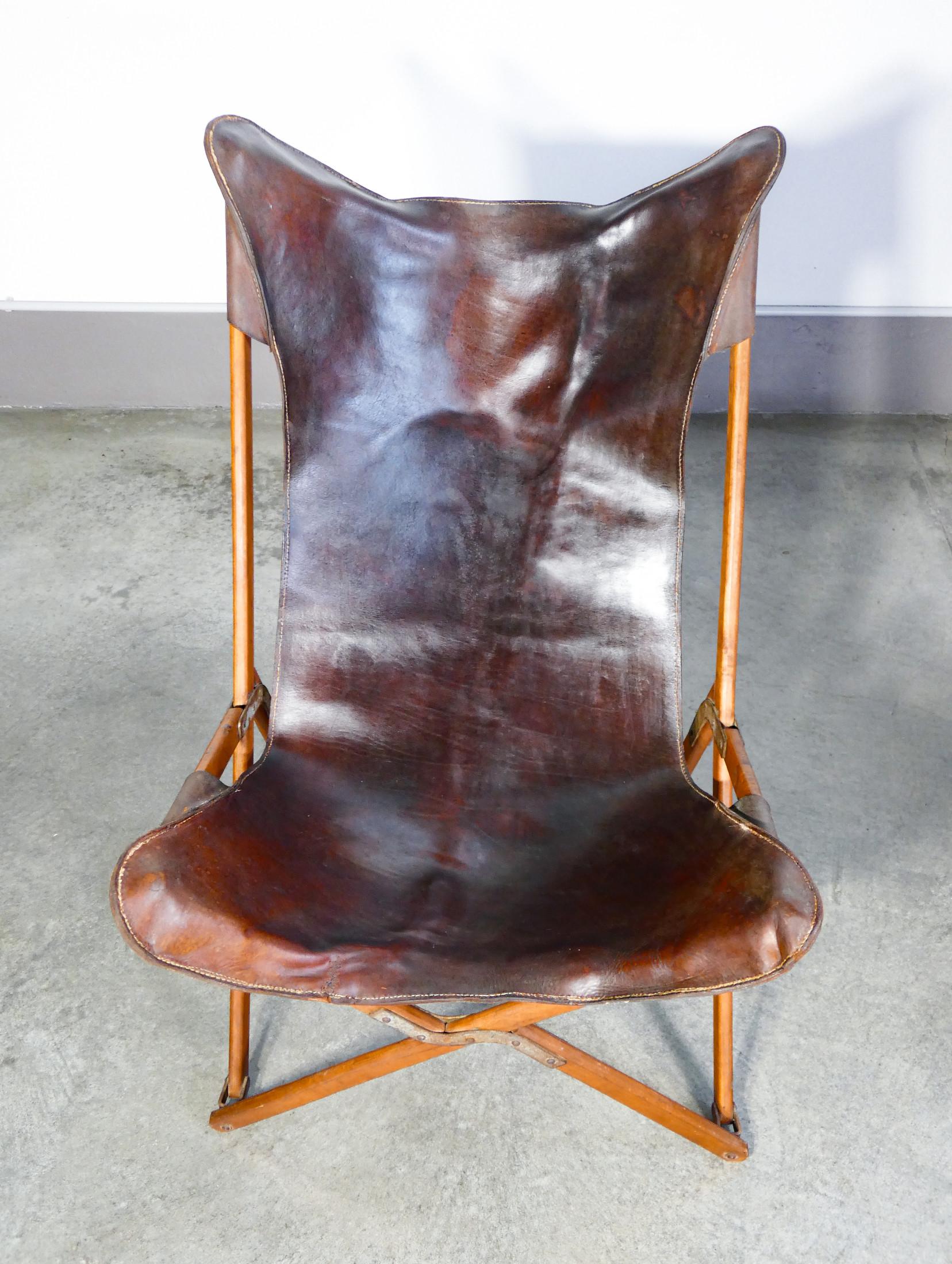 Tripolina folding armchair, design Vittoriano VIGANÒ. Italy, 30s In Good Condition For Sale In Torino, IT