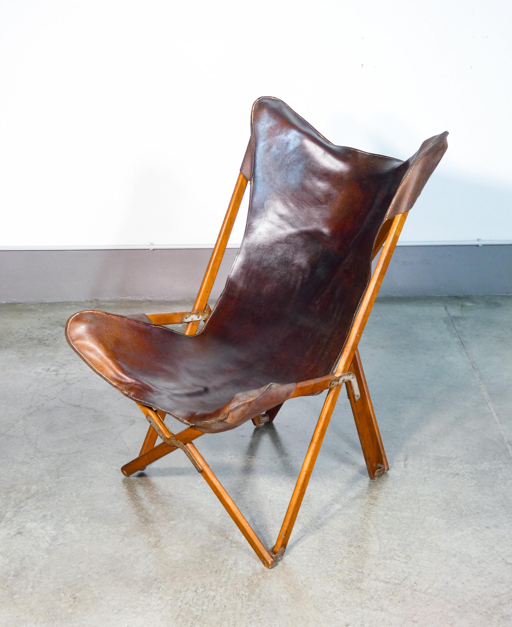Mid-20th Century Tripolina folding armchair, design Vittoriano VIGANÒ. Italy, 30s For Sale