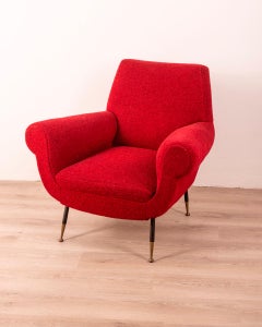 Poltrona rossa vintage anni 50 design Gigi Radice per Minotti