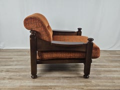 Rustic wooden armchair with designer fabric