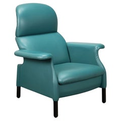 Fauteuil 'Sanluca' d'Achille et Pier Giacomo Castiglioni en cuir bleu et bois