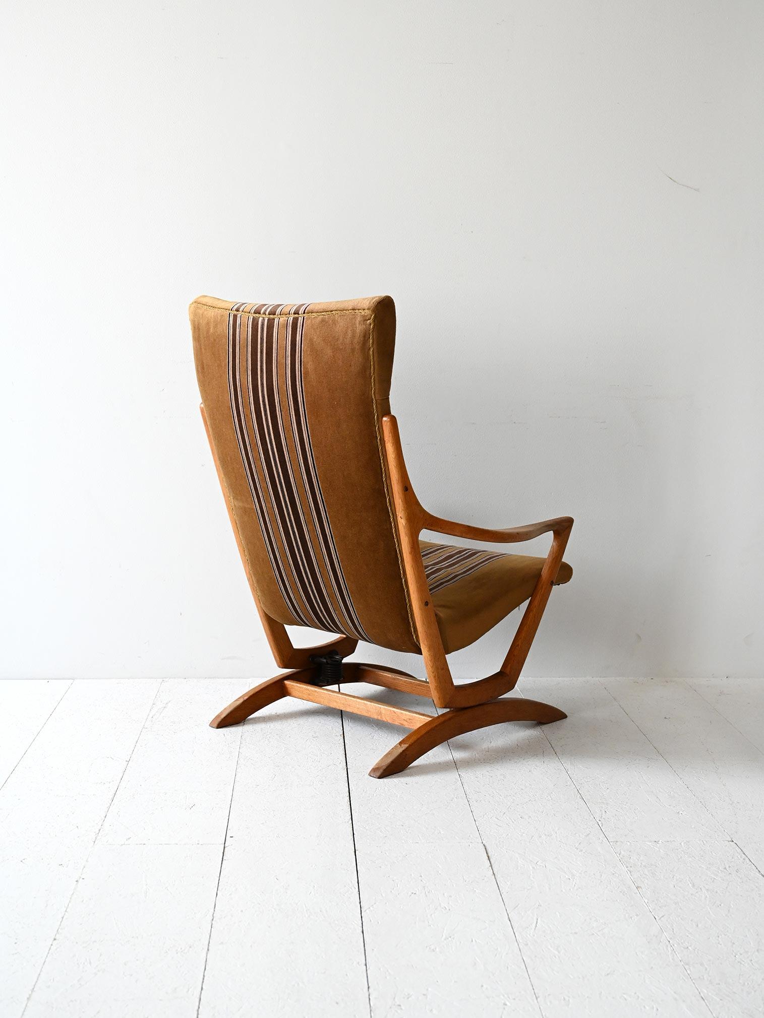 Scandinavian Modern Original 1960s Scandinavian oak armchair with high backrest For Sale