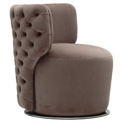 Seattle armchair, wood frame, leather/fabric upholstery, swivel base met