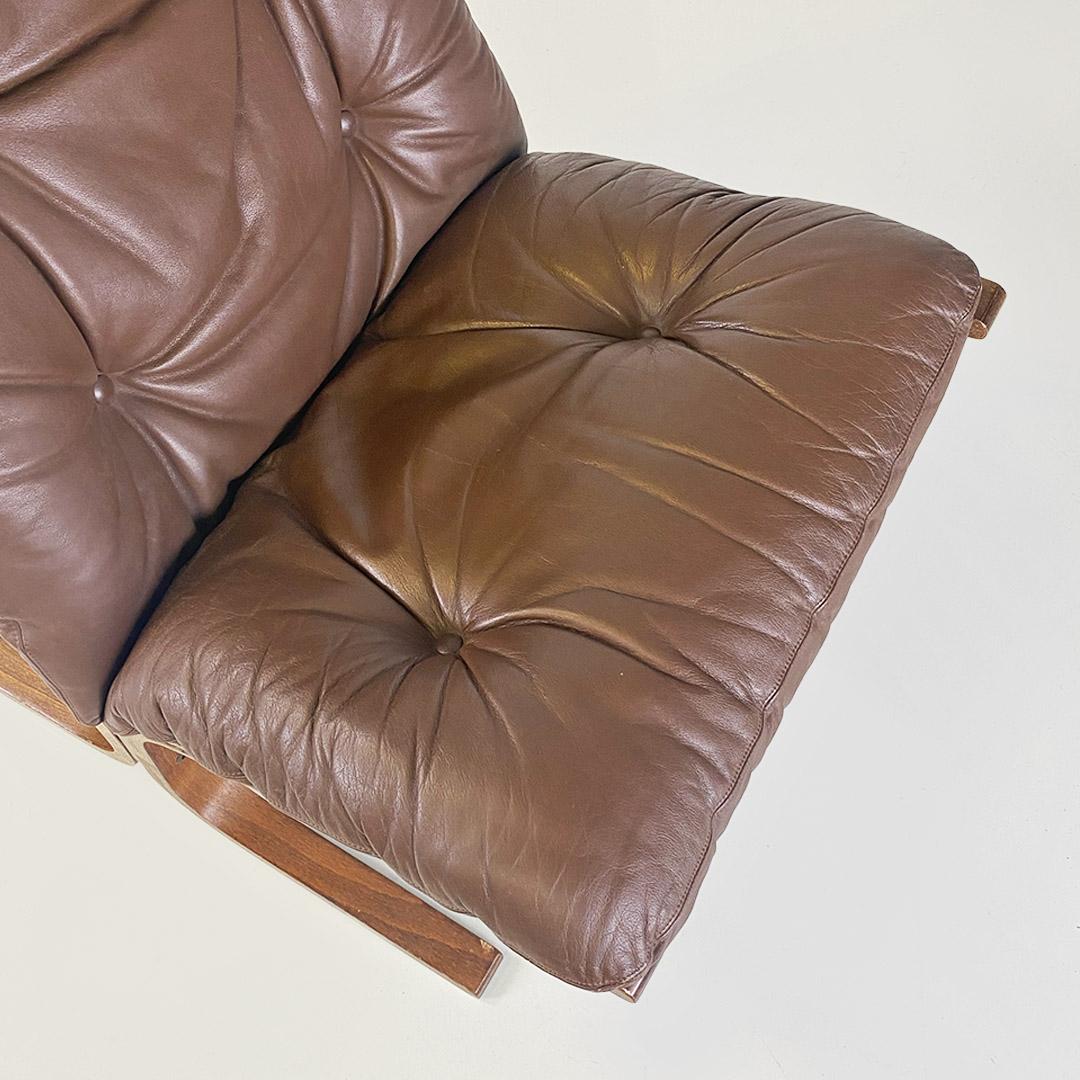 Siesta armchair in wood and leather by Ingmar Relling for Westnofa Vestlandske 1970 For Sale 1