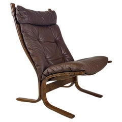 Siesta armchair in wood and leather by Ingmar Relling for Westnofa Vestlandske 1970