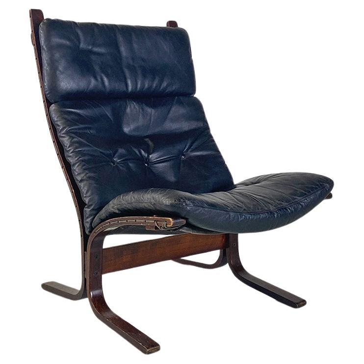 Siesta armchair in wood and leather by Ingmar Relling for Westnofa Vestlandske 1970 For Sale