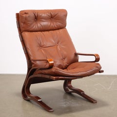 Sillón 'Skiline' para Hove Möbler años 80 marrón