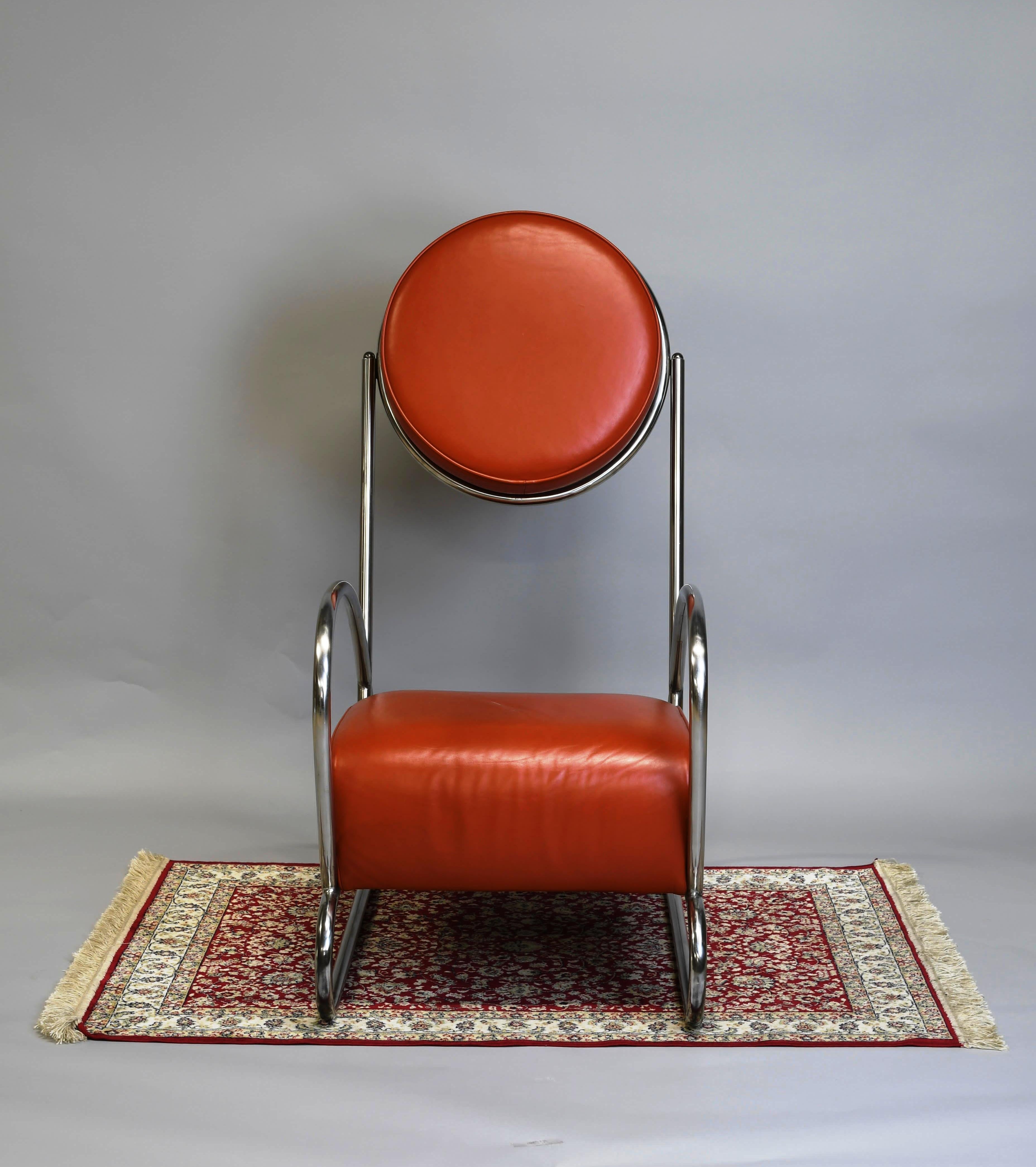Czech bauhaus style armchair , made of chrome-plated tubing For Sale