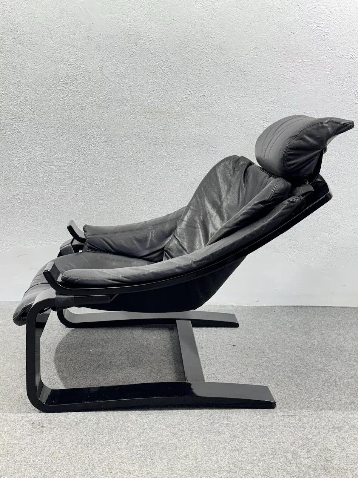 Late 20th Century Swedish kroken armchair Black Åke Fribytter Nelo MÖbel 1970 For Sale