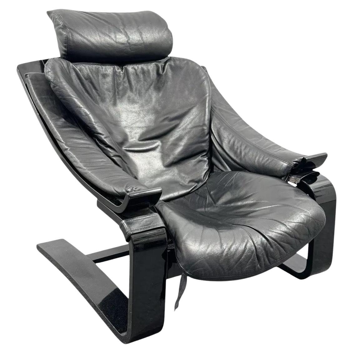 Swedish kroken armchair Black Åke Fribytter Nelo MÖbel 1970