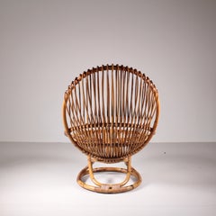 Poltrona Tre Cerchi in Rattan, Tito Agnoli, Bonacina