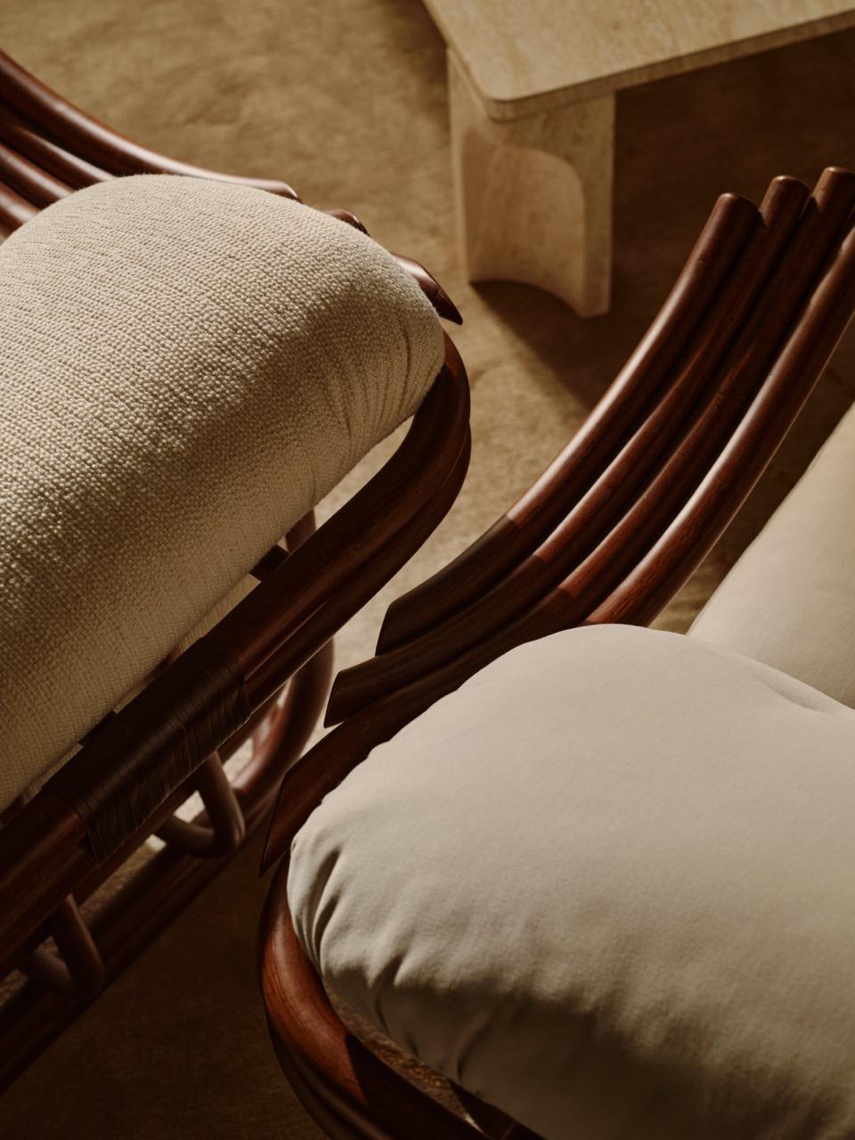 Poltrona Tria Lounge Chair in Rattan by Carlo de Carli for GUBI en venta 11