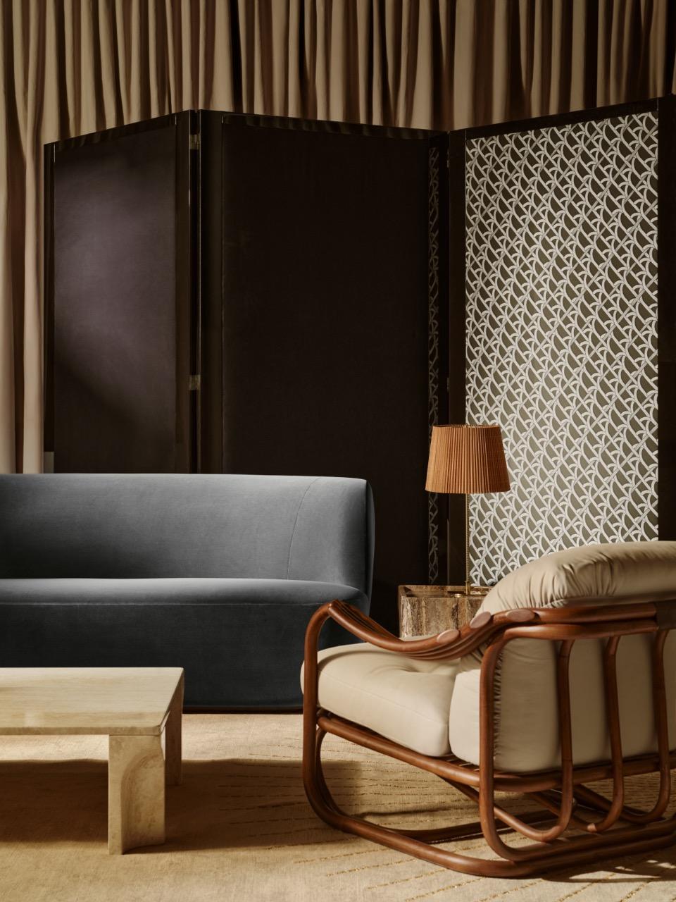Poltrona Tria Lounge Chair in Rattan by Carlo de Carli for GUBI en Nuevo estado para la venta en Glendale, CA