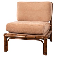 Vintage 60s bamboo and fabric armchair Italian design
