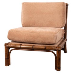 Poltrona vintage anni 60 in bamboo e tessuto design Italiano