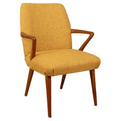 Sillón vintage años 60 de tela amarilla diseño italiano