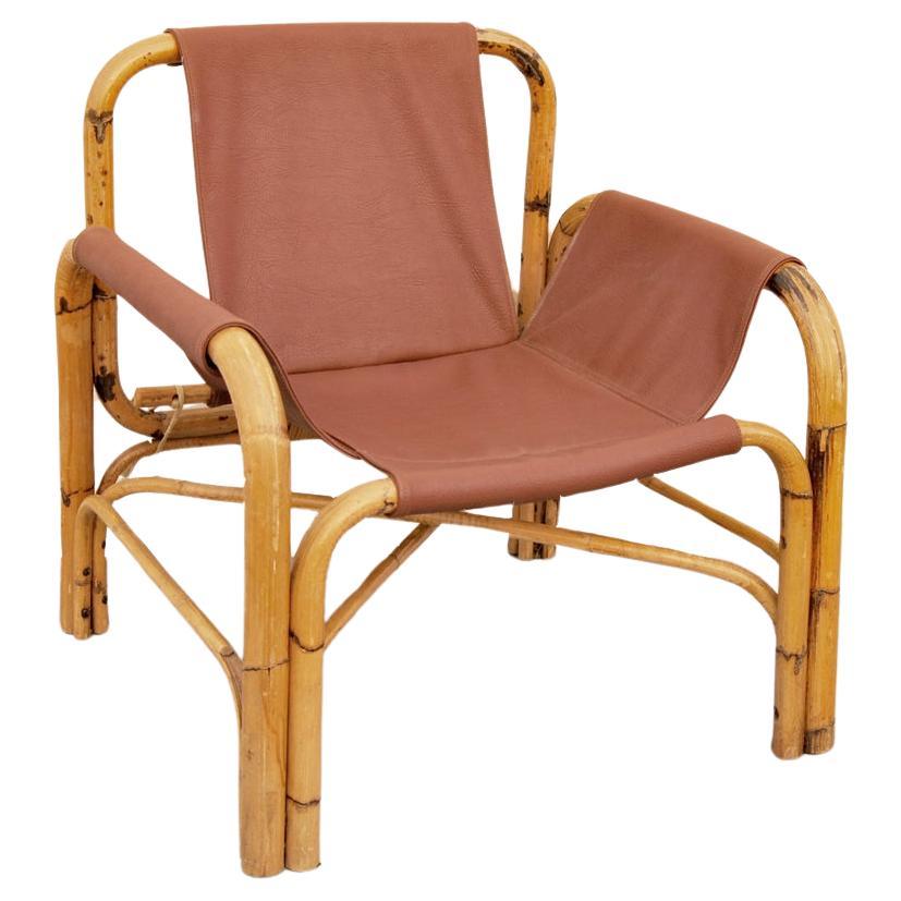 Vintage 1960s bamboo ARMCHAIR in the style of Bonacina For Sale