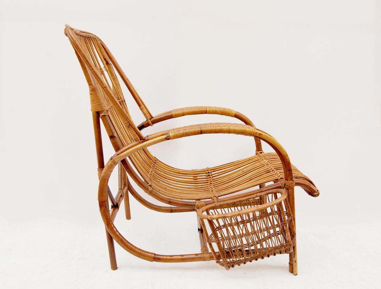 Vintage bamboo and wicker ARMCHAIR In Good Condition For Sale In Bastia Umbra, IT