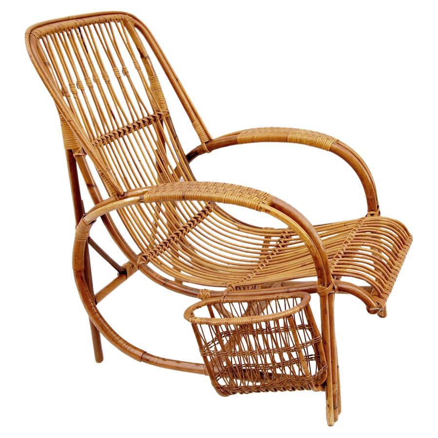 Vintage bamboo and wicker ARMCHAIR For Sale