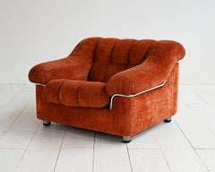 Poltrona vintage in velluto arancio, anni ’70
