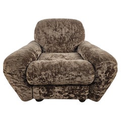 Vintage Italian brown fabric upholstered armchair from the 1960s