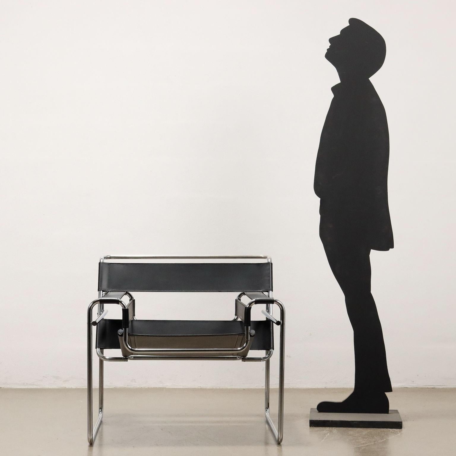 Italian Marcel Breuer 'Wassily' Armchair for Gavina 1970s For Sale
