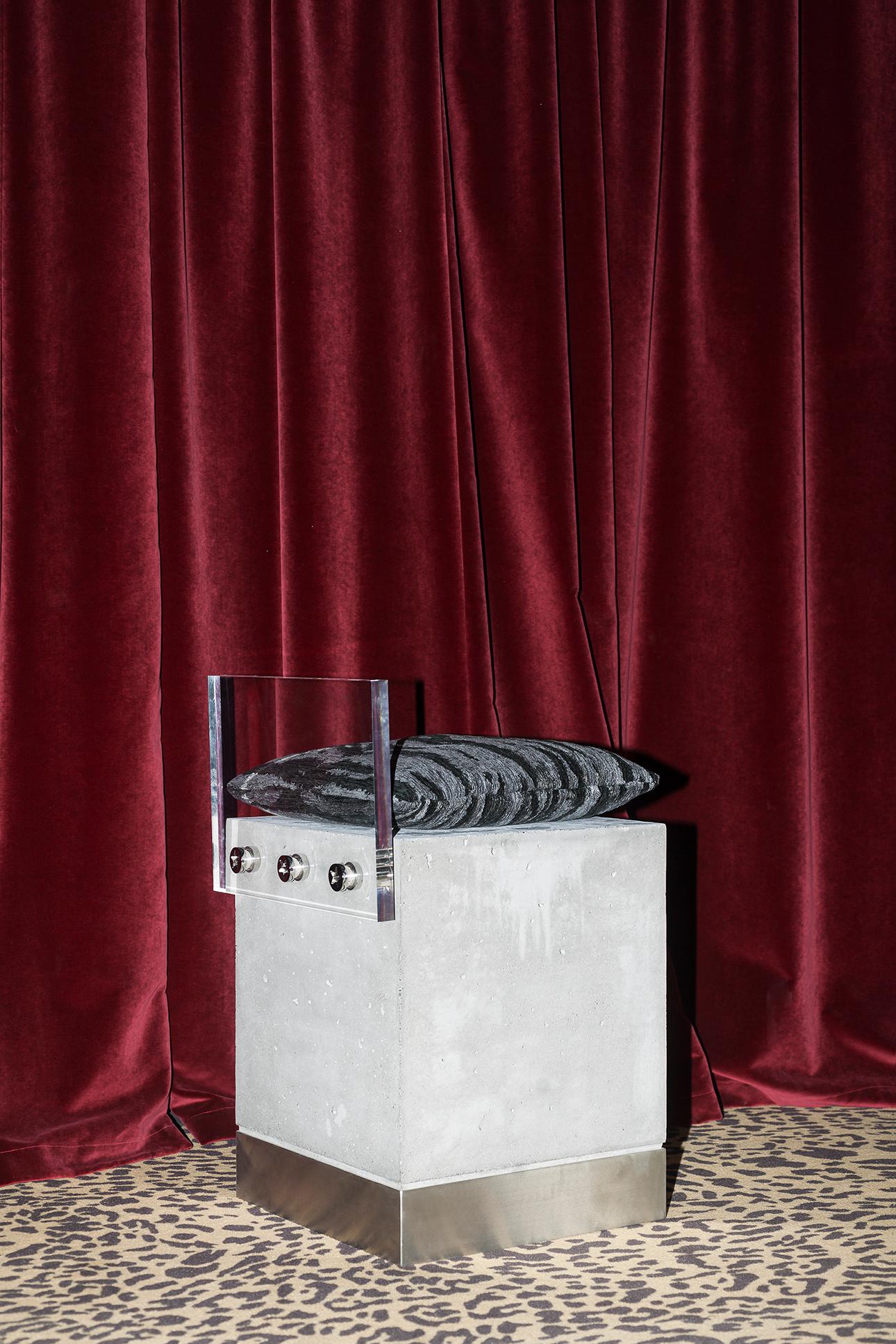 Modern TECHNO Chair in Steel and Plexiglass with a Cement Base by Dimoremilano For Sale