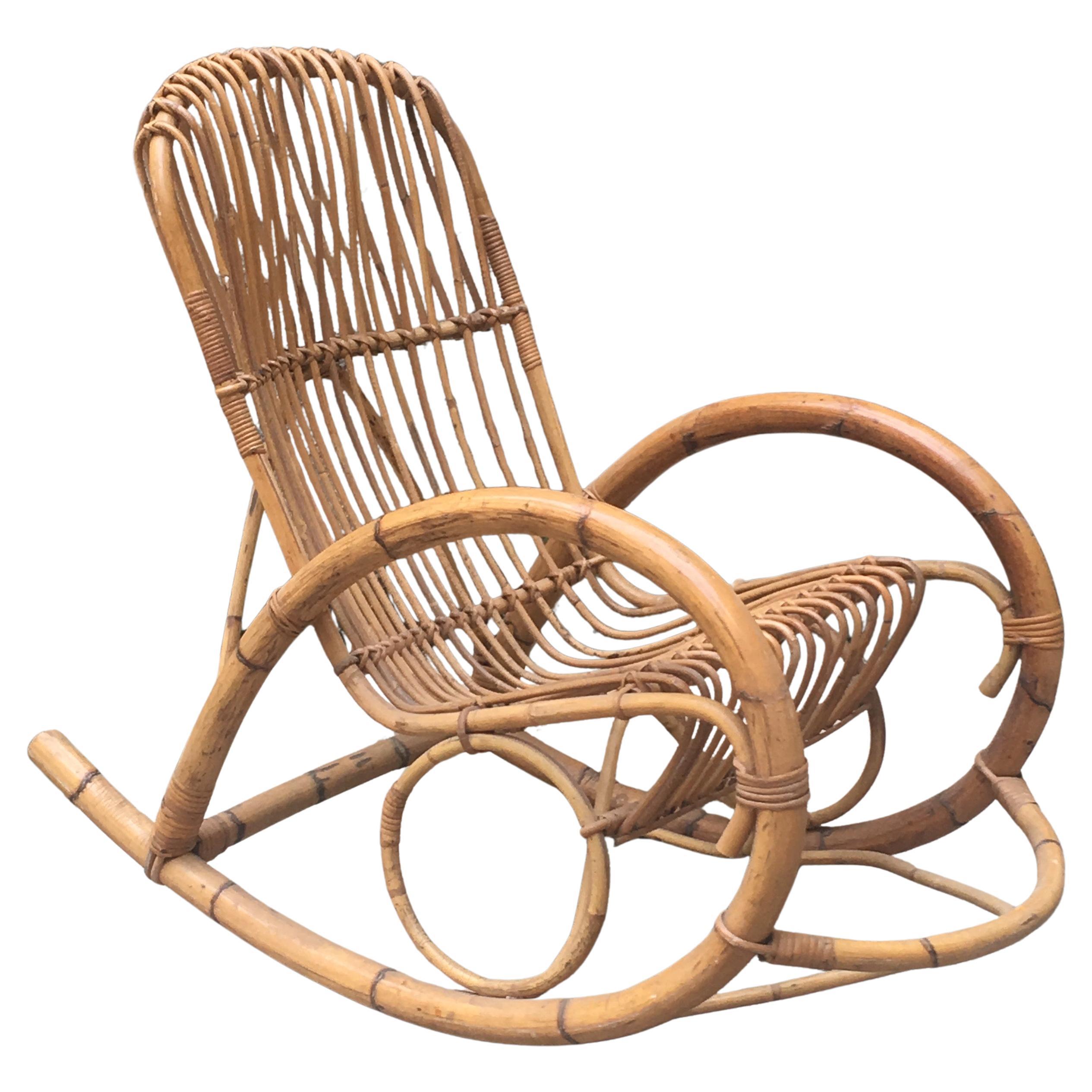 Bamboo Rocking Armchair - Italy - 1960s