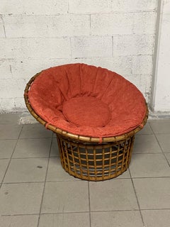 Poltroncina „a uovo“ aus Rattan, Anni '60, Italien