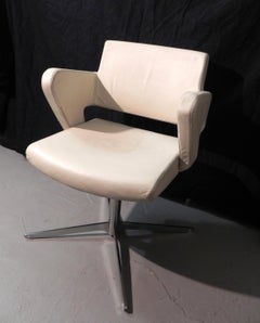desk armchair , white leather. 1990s