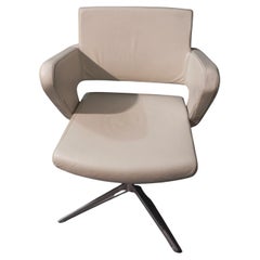 desk armchair , white leather. 1990s