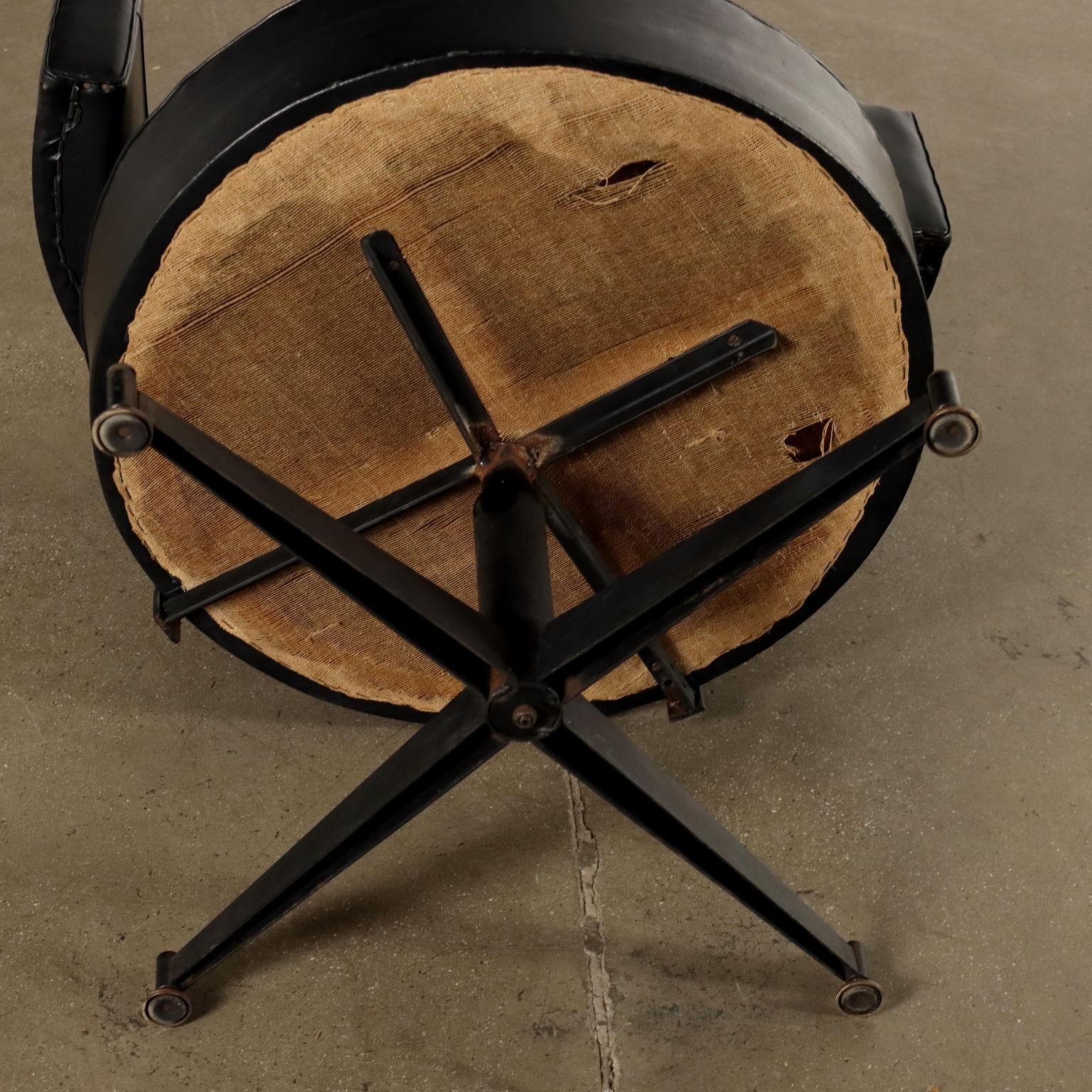 Poltroncina girevole Anni 60 nera Metal en venta