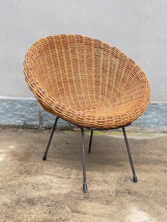 Poltroncina en Miniatura Design en Giunco Con Struttura en Ferro des années 1950