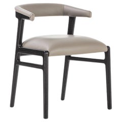 Aida modern solid wood armchair upholstered in leather