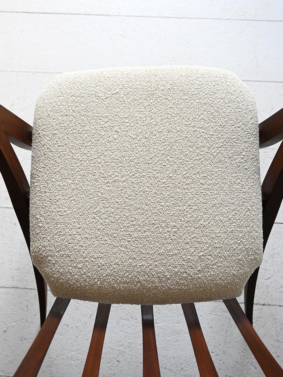 1950s vintage sculptural armchair with carved frame and new upholstery For Sale 4
