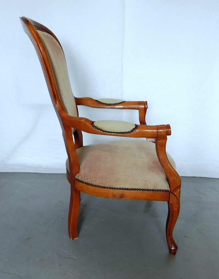 Banquette Style Louis XV - Bois Feuille Argent, Simili Cuir Blanc, Reproduction