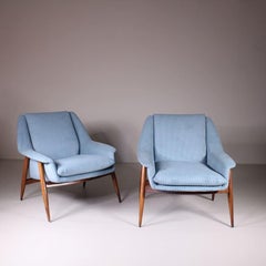 Walter Knoll blue armchairs mod 854 Cassina