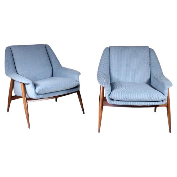  Walter Knoll blue armchairs mod 854 Cassina