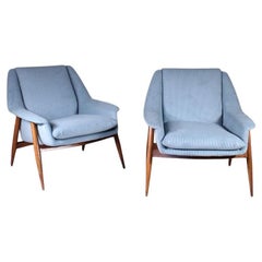  Walter Knoll blue armchairs mod 854 Cassina