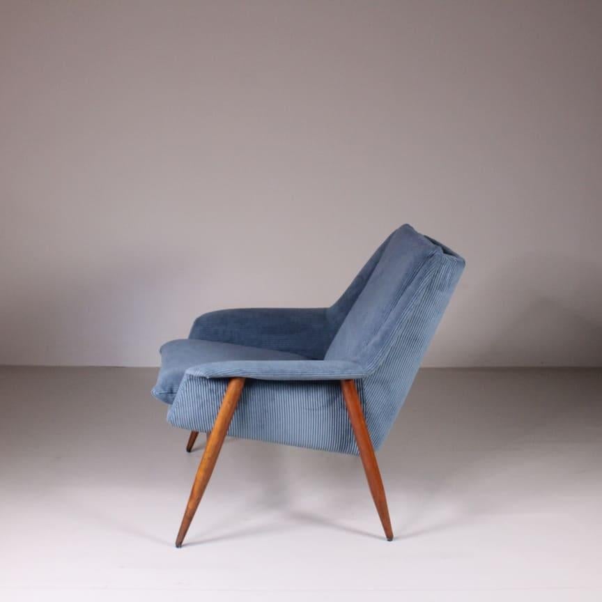 Mid-Century Modern Poltroncine  petrolio mod. 854, Walter Knoll, Cassina