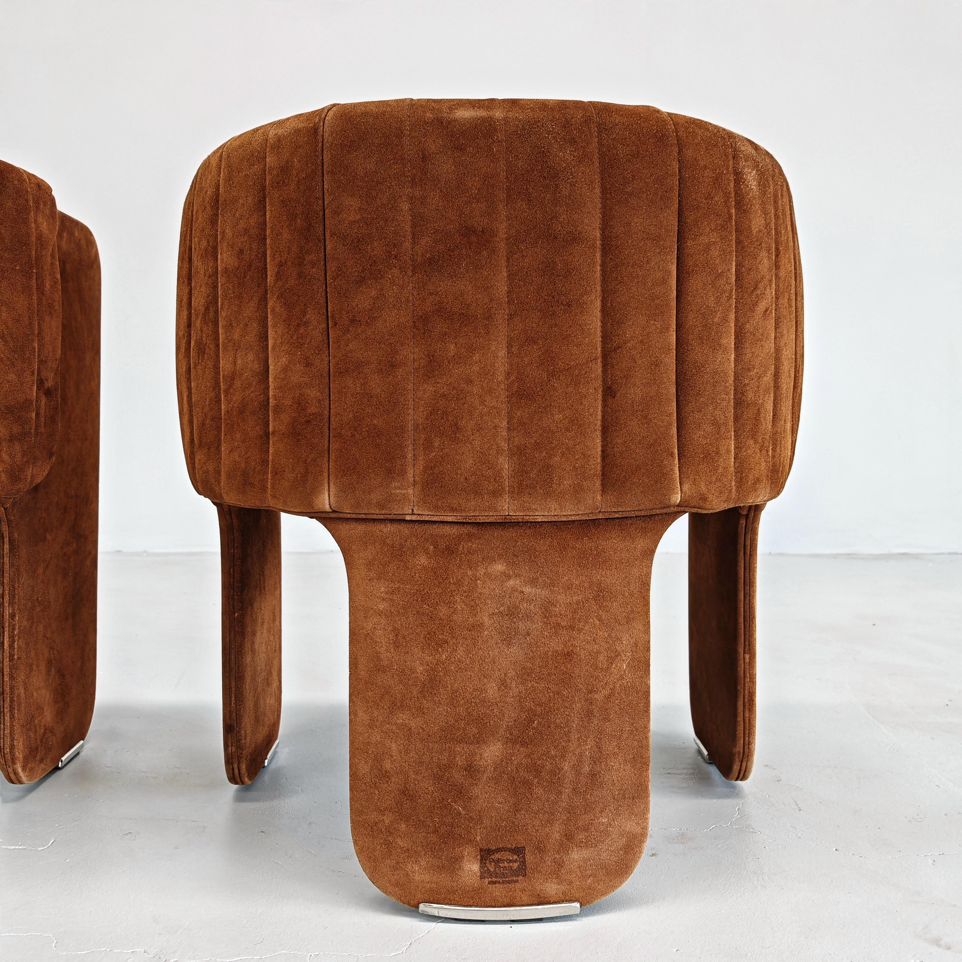 70er Jahre Italienische Sessel aus Wildleder Dinette von L.Massoni für FRAU im Angebot 2