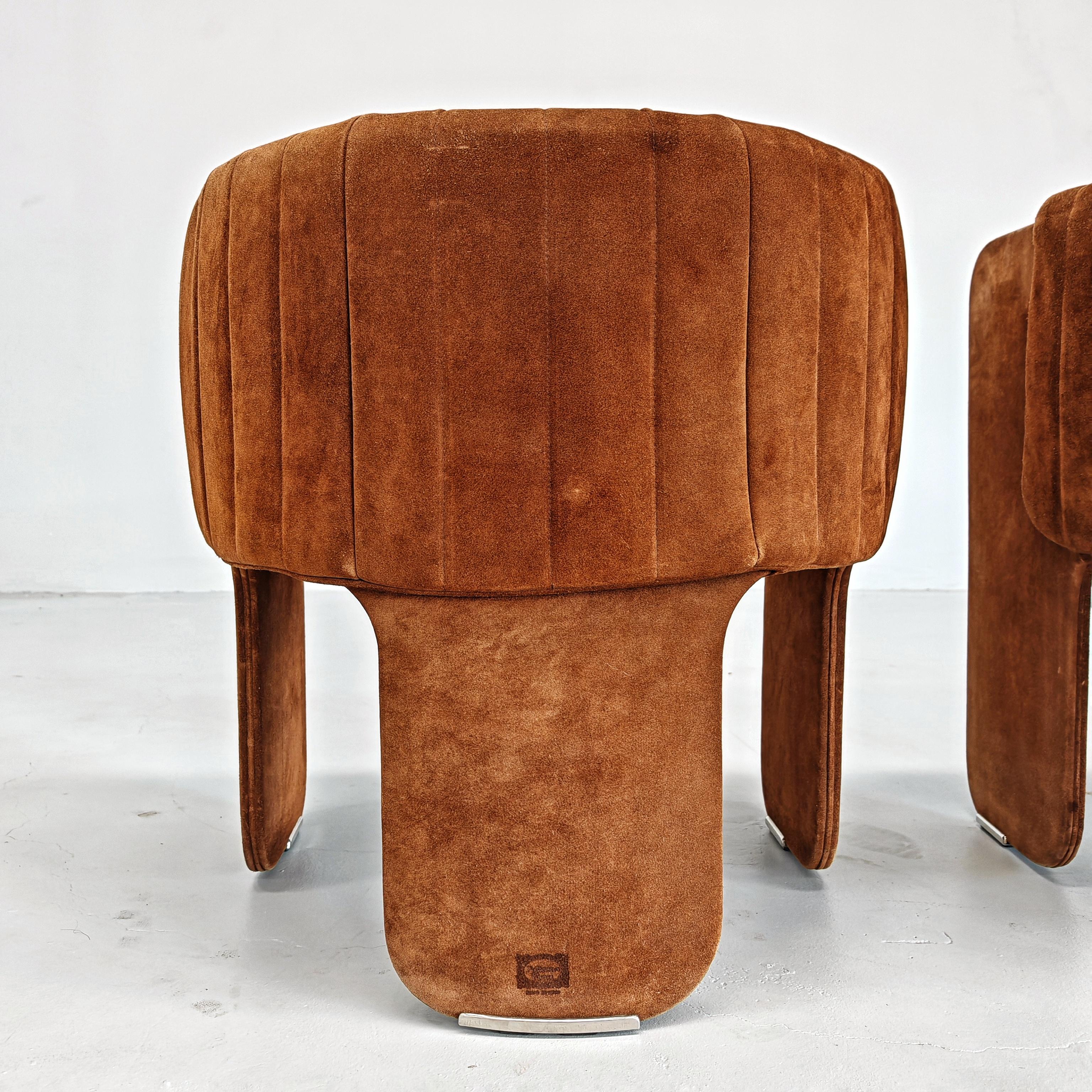 70er Jahre Italienische Sessel aus Wildleder Dinette von L.Massoni für FRAU im Angebot 3