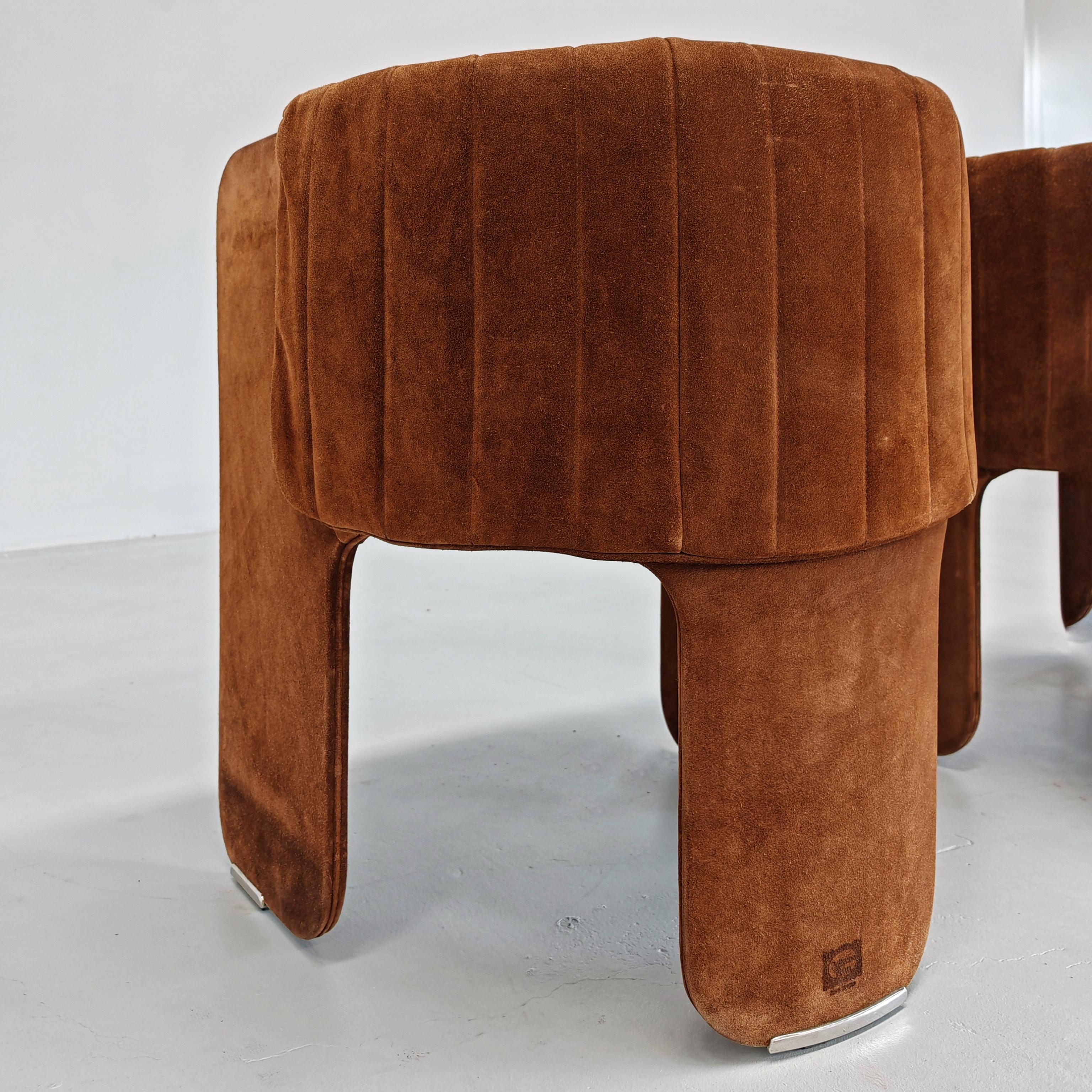 70er Jahre Italienische Sessel aus Wildleder Dinette von L.Massoni für FRAU im Angebot 6