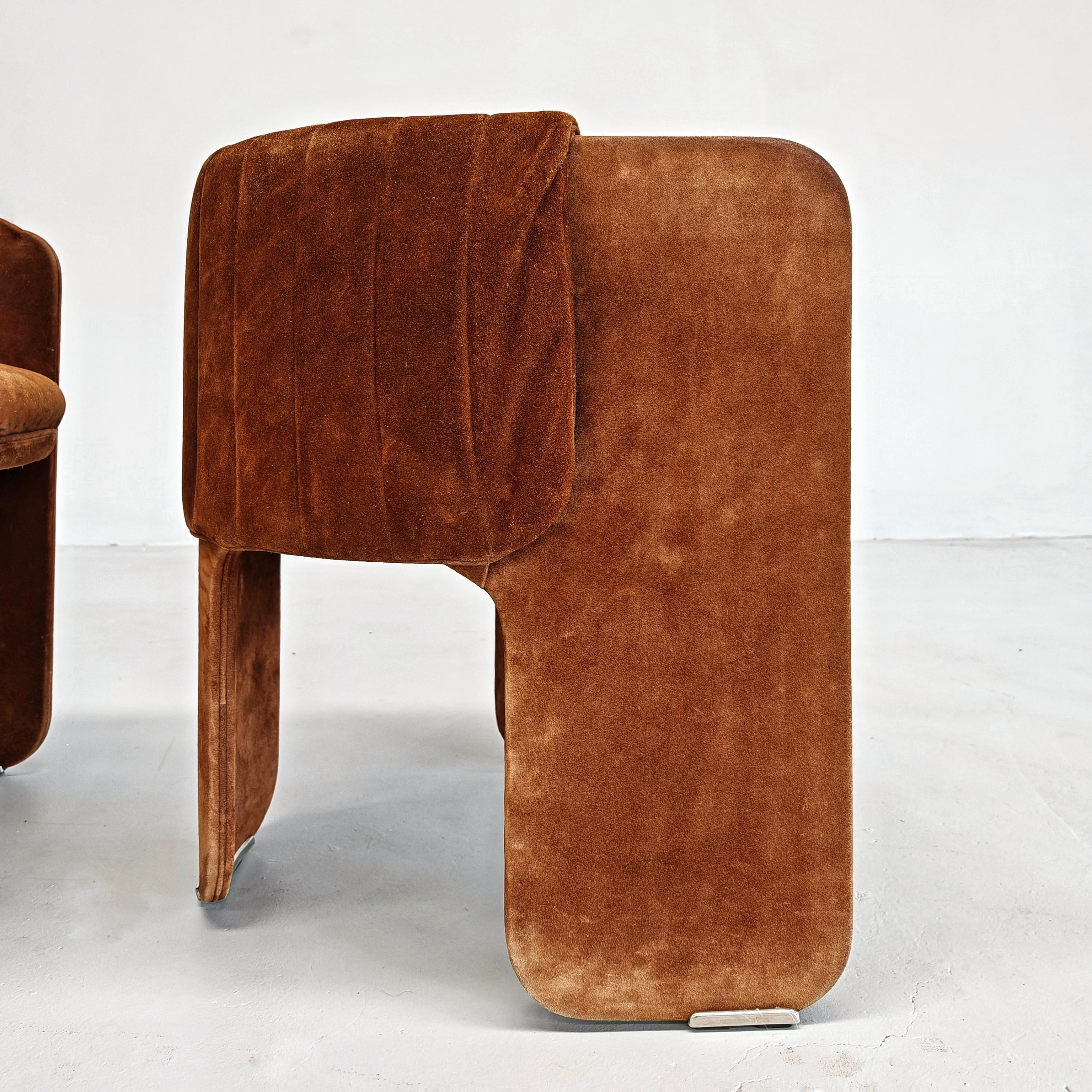 70er Jahre Italienische Sessel aus Wildleder Dinette von L.Massoni für FRAU im Angebot 8