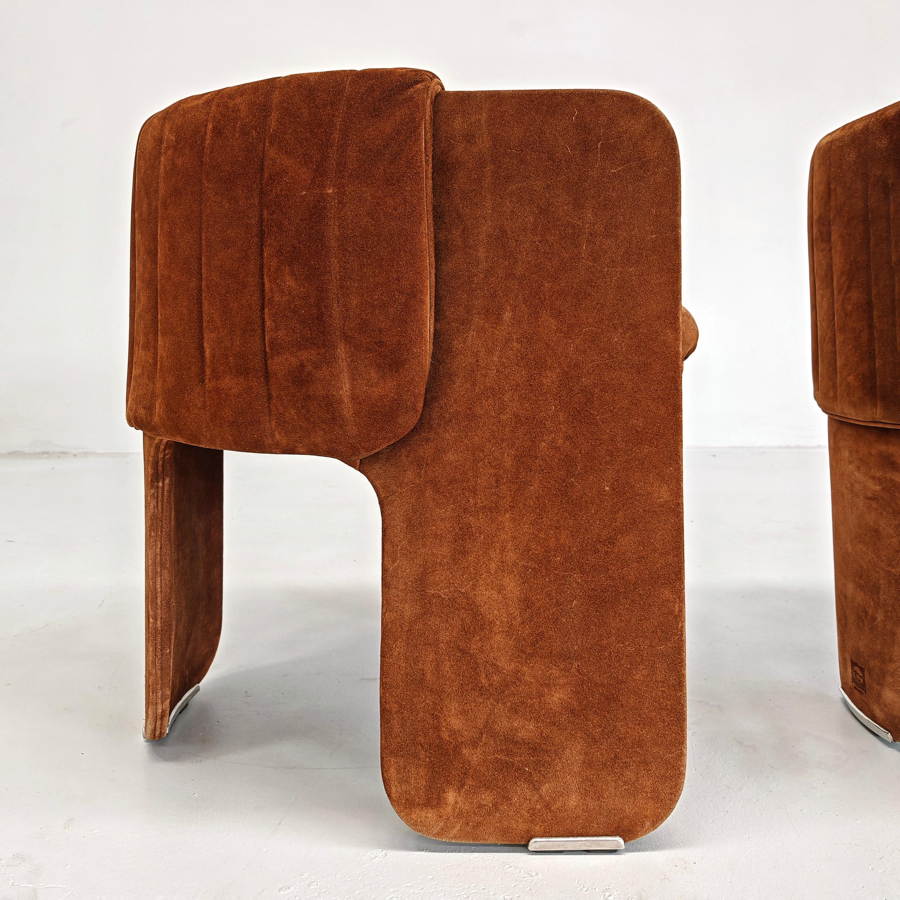 70er Jahre Italienische Sessel aus Wildleder Dinette von L.Massoni für FRAU im Angebot 9