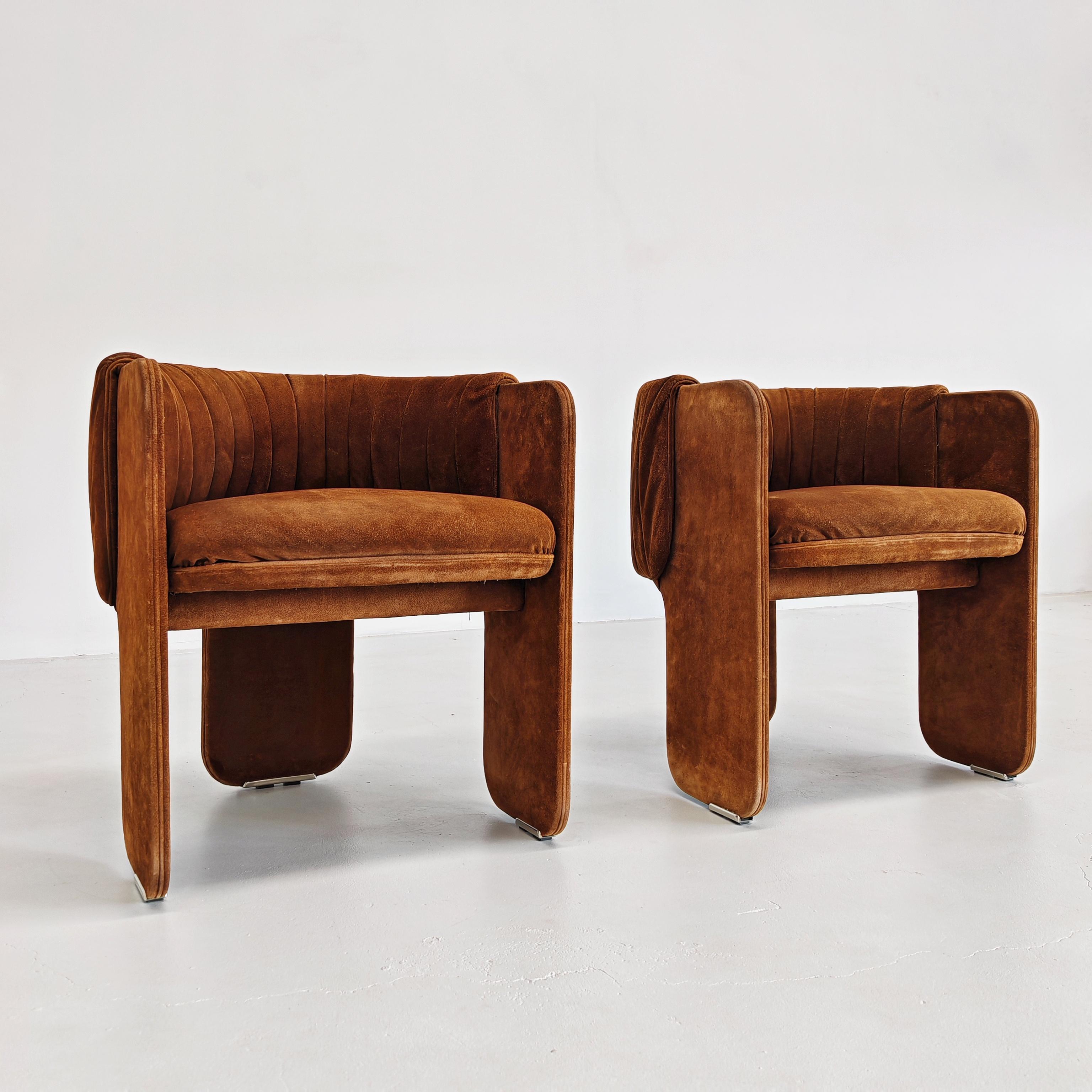 70er Jahre Italienische Sessel aus Wildleder Dinette von L.Massoni für FRAU im Angebot 10