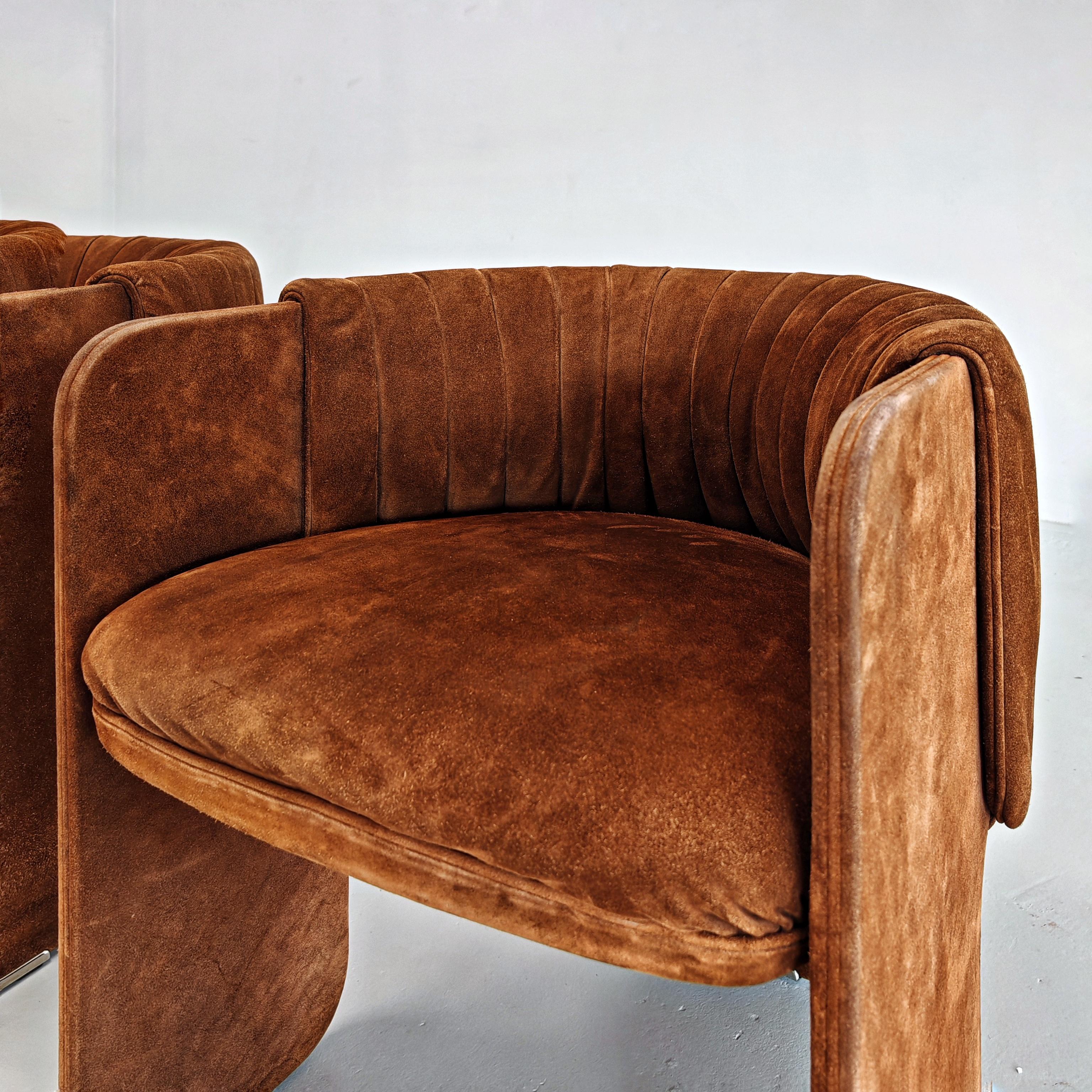 70er Jahre Italienische Sessel aus Wildleder Dinette von L.Massoni für FRAU im Angebot 11