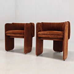 70s Sillones de cuero de gamuza italiana Dinette por L.Massoni para FRAU