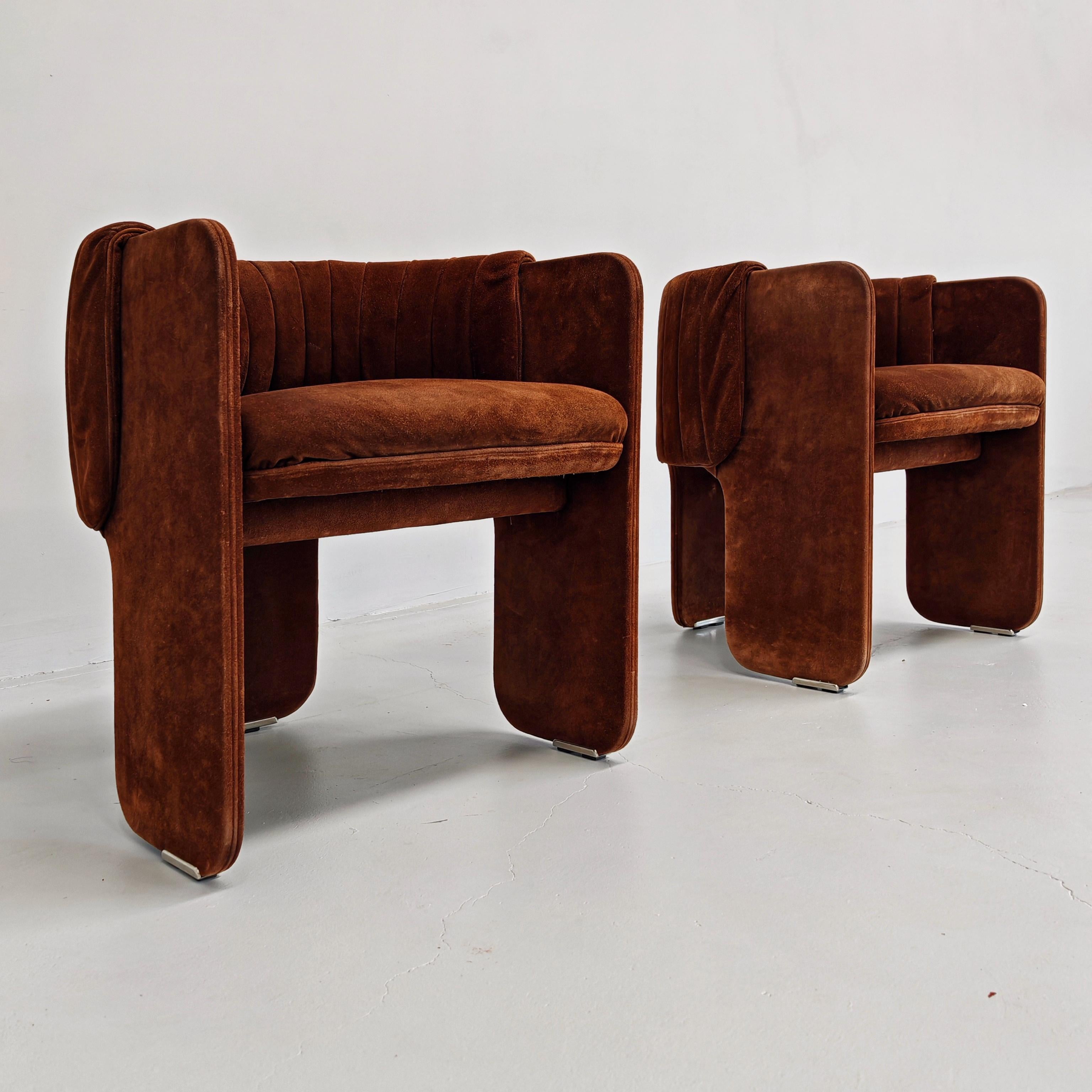 70er Jahre Italienische Sessel aus Wildleder Dinette von L.Massoni für FRAU im Angebot 12